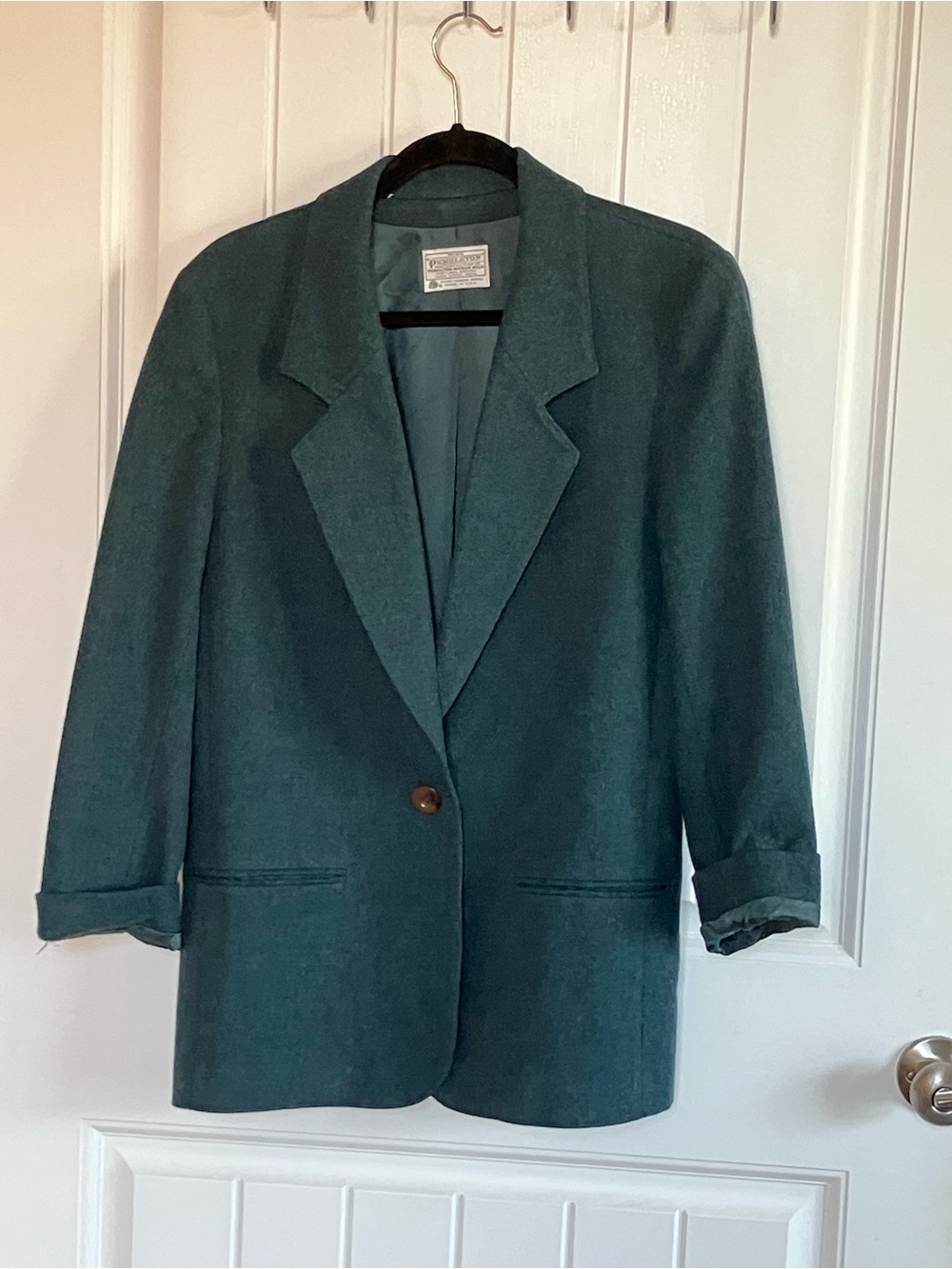 Vintage Women's Single-Button Teal Blazer- Miss Pendleton